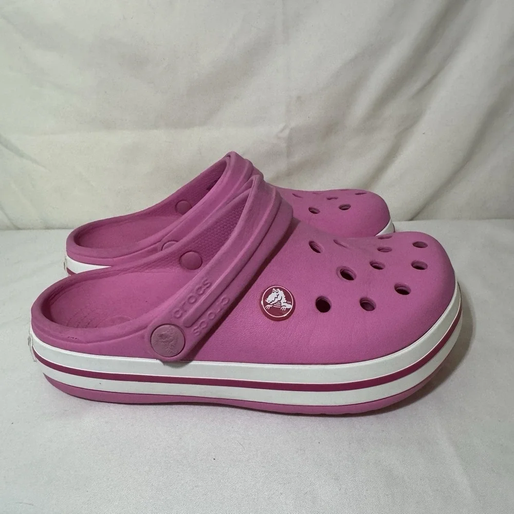 Crocs Crocband Pink Sandals Size Big Kid 2 (2J)